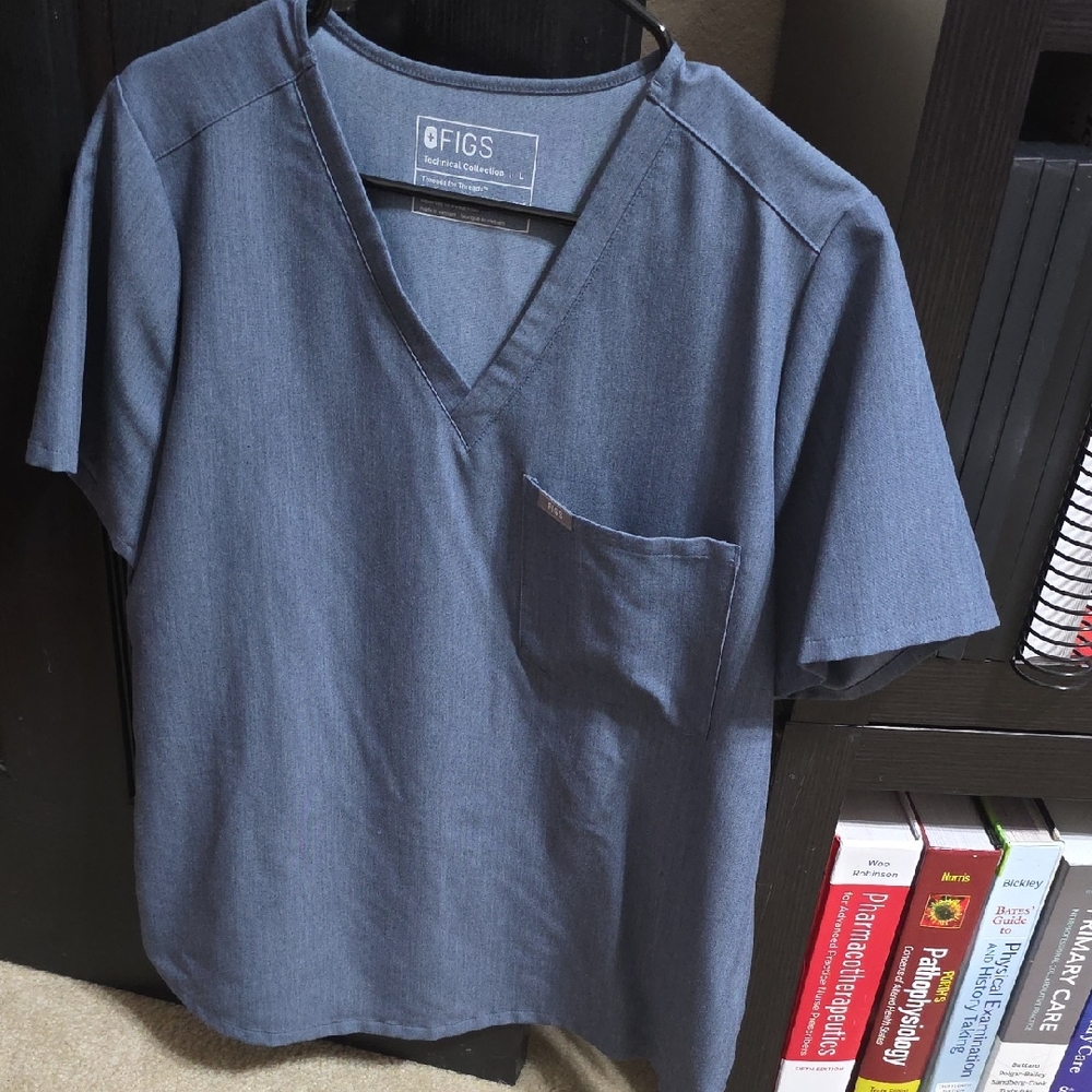 Figs Heather Denim Catarina V-Neck Tee